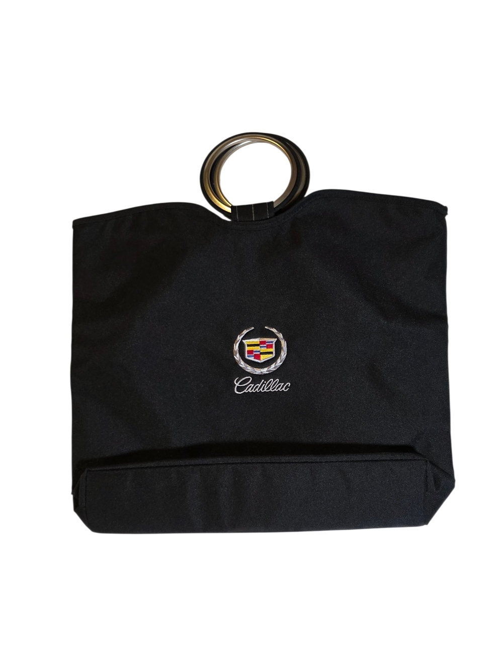 Soren Cadillac Black Tote Bag with Stainless Ring Handles